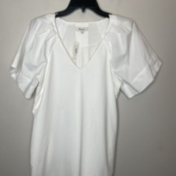 MADEWELL Mini Shirtdress Women XS White V-Neck NEW Shift Dress Pockets NP093 - Picture 6 of 16